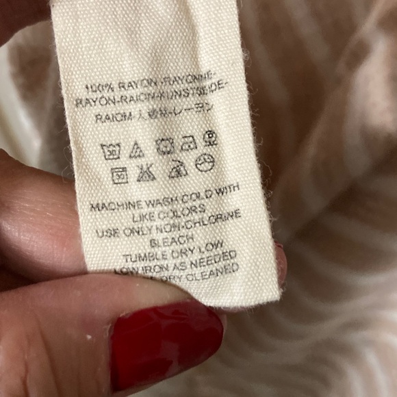 Free People Tan Striped Blouse, gauze top V-neck, single pocket, Size small - Picture 8 of 8